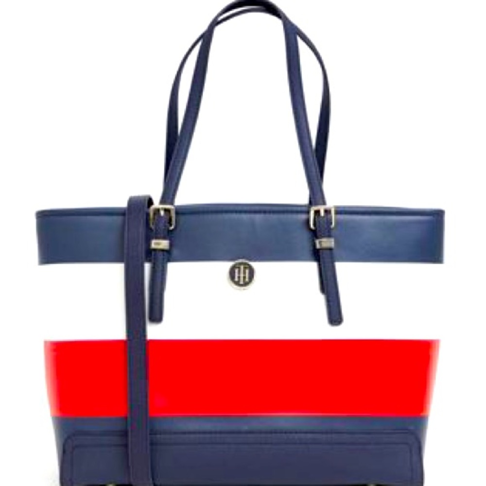 Tommy Hilfiger designer bag, big size, color: blue, white and red striped